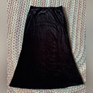 Below the knee black velvet skirt
